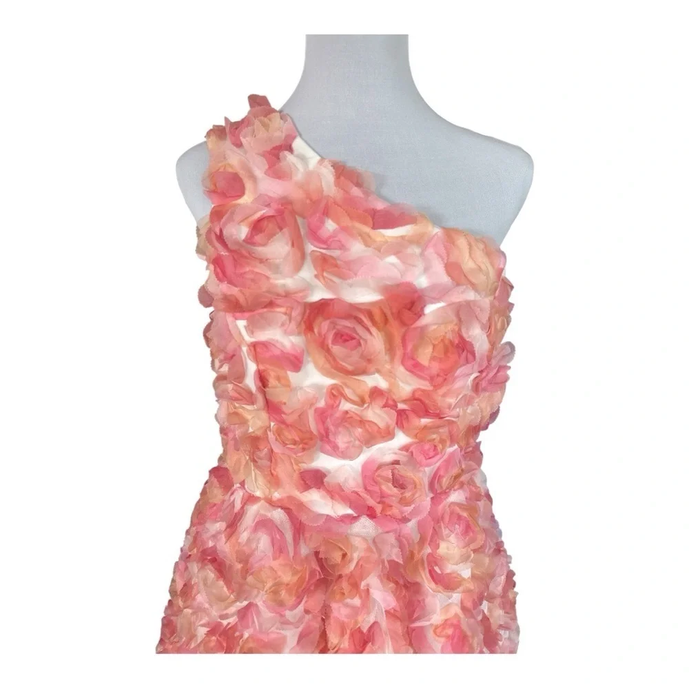 Faeriesty 3D Floral Rose Dress XL – One Shoulder, Pink Peach, NWT - Picture 6 of 11